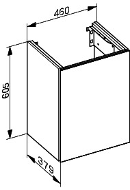 KEUCO WTU X-Line 33122, 1-trg.,Anschl.,li., anthrazit/Glas anthrazit, 460x605x380mm