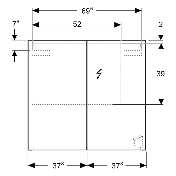 Geberit Option Spiegelschrank mit Beleuchtung zwei Türen, 75x70x15cm