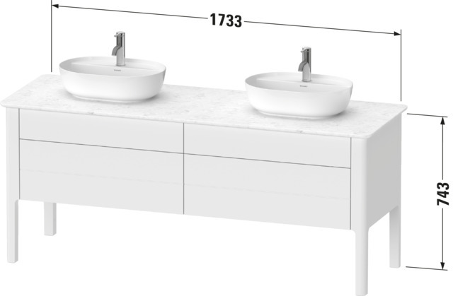 DU WTU bodenstehend Luv 743x1783x570mm 2 SchKa,2 Ausz.,Weiß Seidenmatt