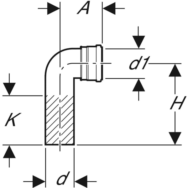 Geberit PE Anschlussbogen 90Gr für Wand-WC d110/90