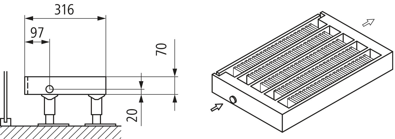 Kermi Kon m. Str. Typ55 BH280x316x2800 QN8036, weiß, 6bar, o. Abd., AB Uni.