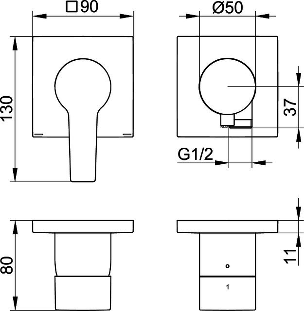 KEUCO EHM Set UP E11 51151, 2-W m.Schlauchan. sw-matt