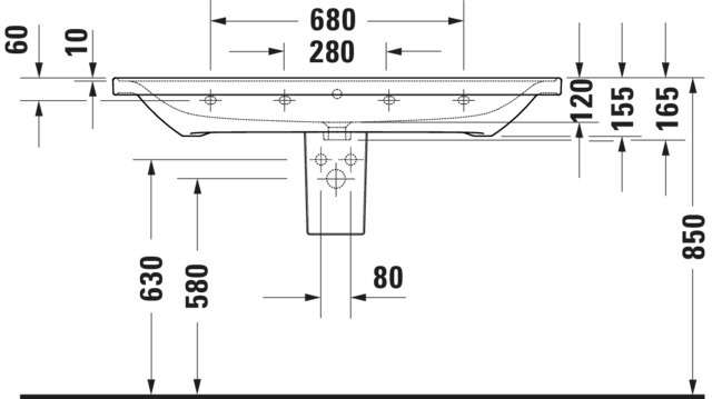 Duravit D-Neo Waschtisch 1205mm, weiß mit ÜL, mit HLB, 1HL