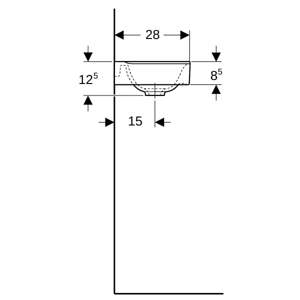 Geberit Xeno2 Handwaschbecken, 40x28cm Hahnloch links, o. Ül., weiß, KeraTect