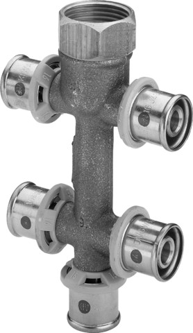 Viega Verteiler mit SC Sanfix P 2126.09 in 16mm x G3/4 - 5fach Rotguss