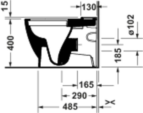 Duravit D-Code Stand-WC f.Kombi.,Tiefsp., Abgang Waagr.,Weiß Hochglanz