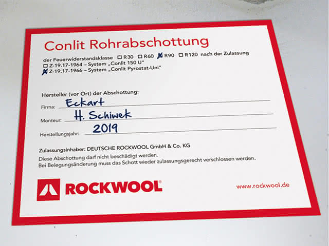 Rockwool Conlit Kennzeichnungsschild R90-Rohrabschottung (ABP), 108908 p.Stck Rockwool Conlit Kennzeichnungsschild R90-Rohrabschottung (ABP), 108908 p.Stck