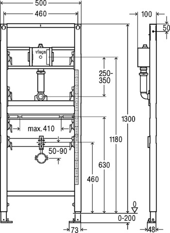 Viega Urinal Element Prevista Dry 8560 Wasseranschluss teleskop. 1300 mm