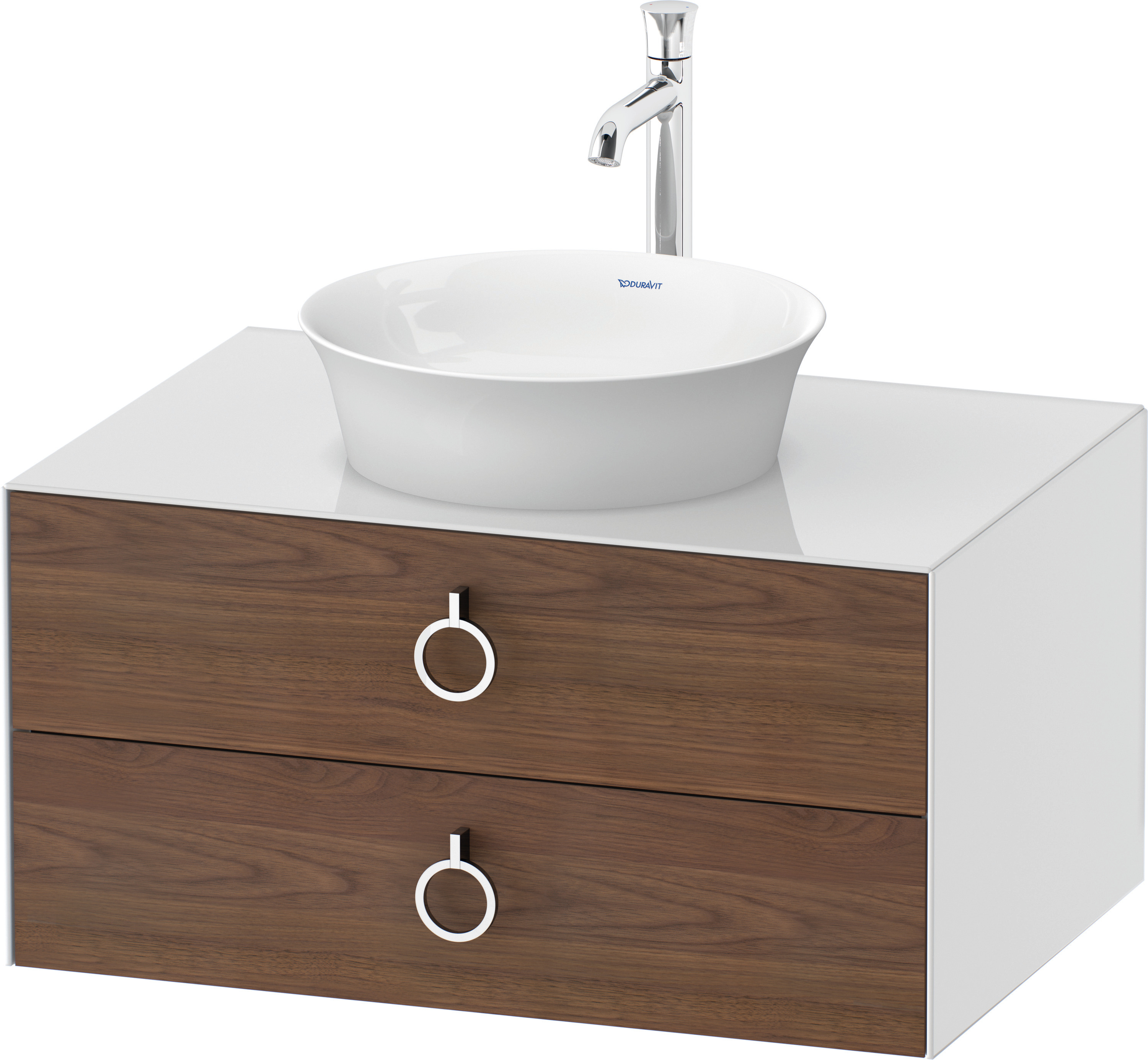 Duravit WTU wandh.White Tulip,2Schk.,m.Griff 408x800x550,Am.Nussb.M./Weiß Hochglanz