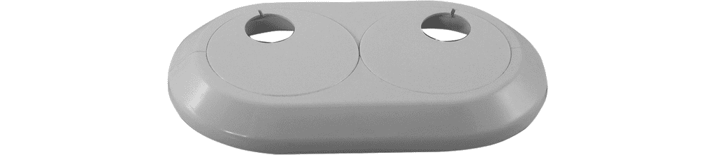 Doppel Scharnierrosetten ABS weiß D=16mm, h=12mm, L=113mm, B=69mm