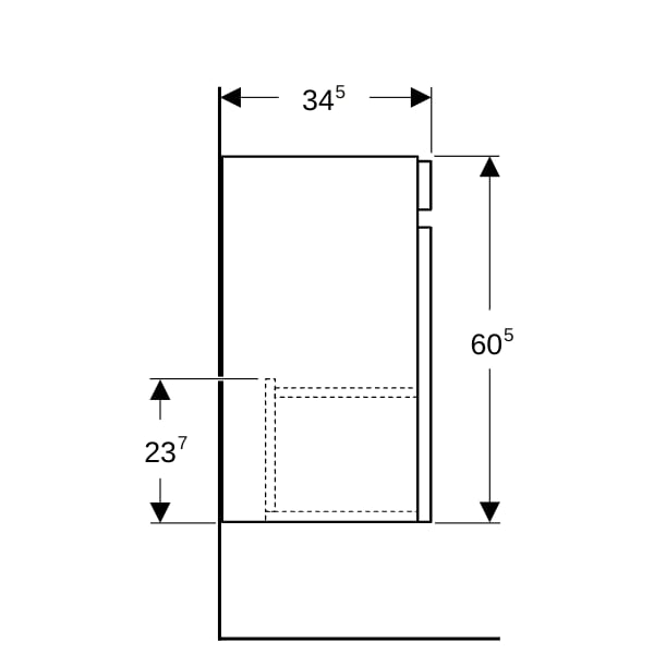 Geberit Renova Plan US für HWB, 1 Tür 43,5x66x34,5cm, weiß