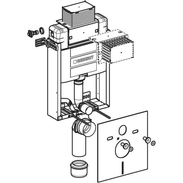 Geberit Kombifix Element für Wand-WC 98cm mit Omega UP-SPK 12cm Bet. vorne/oben