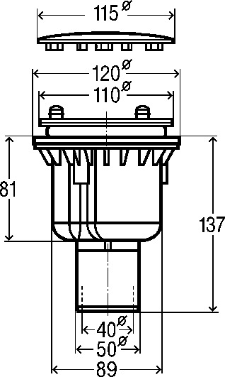 Viega Ablaufgarnitur Tempoplex 6965 in 115mmxDN40/50 Kunststoff verchromt