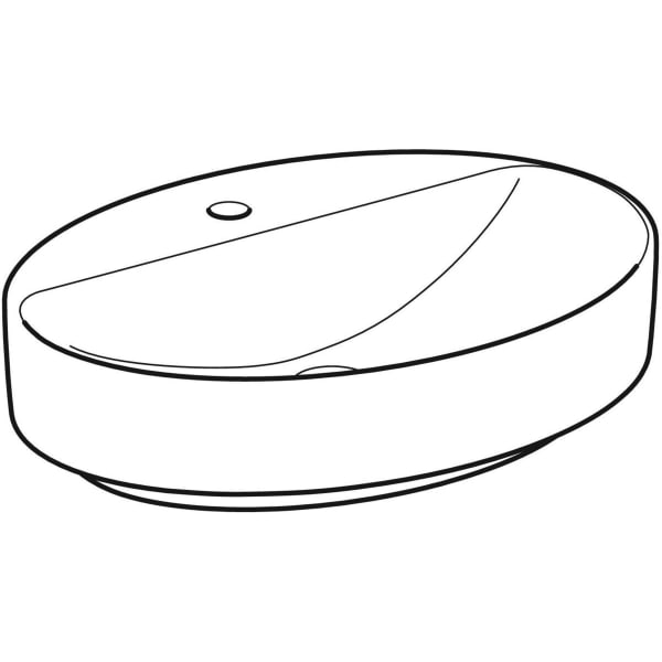 Geberit VariForm Aufsatzwaschtisch, oval mit HLB, 60x45cm, o. Ül., weiß, KeraTect