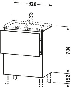 DU WTU Compact L-Cube 704x620x391mm 2 Ausz.,bodenst., Weiß Hochglanz