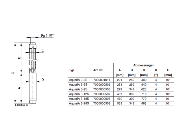 Biral Unterwasserpumpe AquariA 3-15S