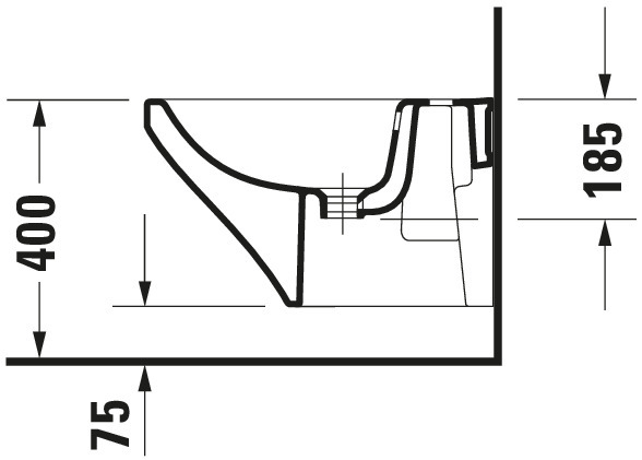 Duravit Wand-Bidet DuraStyle 540 mm m.ÜL, m.HLB, 1 HL, Durafix, weiß