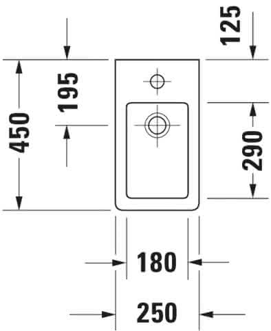 DU Handwaschbecken Vero 250 mm mit ÜL, mit HLB, 1 HL, weiß