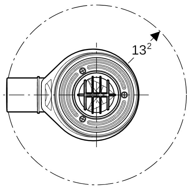 Geberit Duschwannenablauf d90 m. Ablaufdeckel Sperrwasserhöhe 50 mm d50 PP