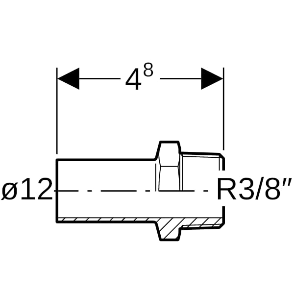 Geberit Mapress C-Stahl Übergang mit AG und Einschubende d12-R3/8 verzinkt