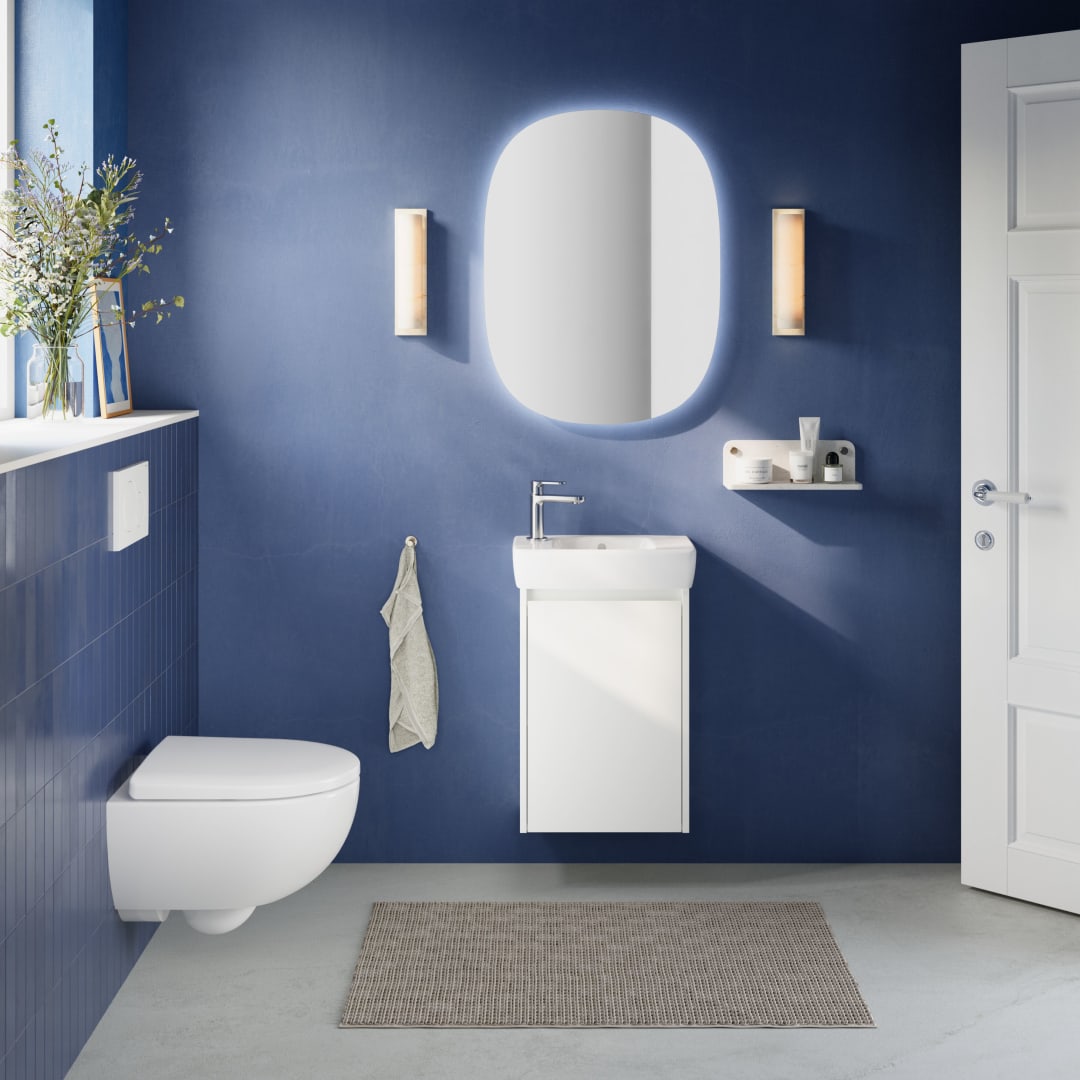 Geberit Renova Compact US für HWB, mit 1 Tür 41,2x60,5x20,1cm, weiß/l. seidenmatt