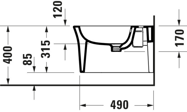 Duravit Wandbidet White Tulip, 540mm, Weiß mit ÜL, mit HLB, 1 HL, WGL