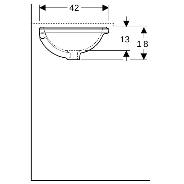 Geberit VariForm Unterbauwaschtisch, rund d:40,5cm, o. Hl, o. Ül., glasiert, weiß