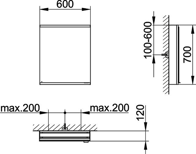 KEUCO Royal Modular 2.0 SPS, unbel. 80000, Vorb,1Steckd,sb-elox,600x700x120mm