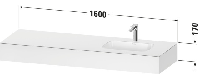 Duravit Qatego Einbau-WT m.Konsole,o.HLB,m.ÜL 1600x550x170mm,WP:rechts,Weiß Matt,Dek