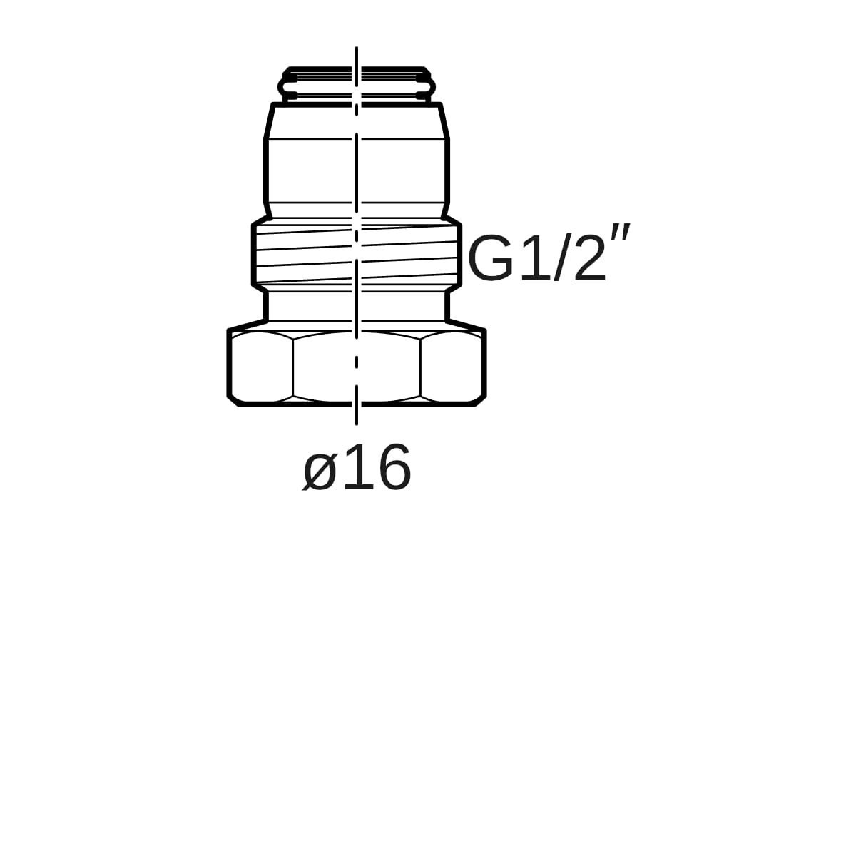 Geberit PushFit Anschlussverschraubung mit Aussengewinde d16-G1/2 Danfoss