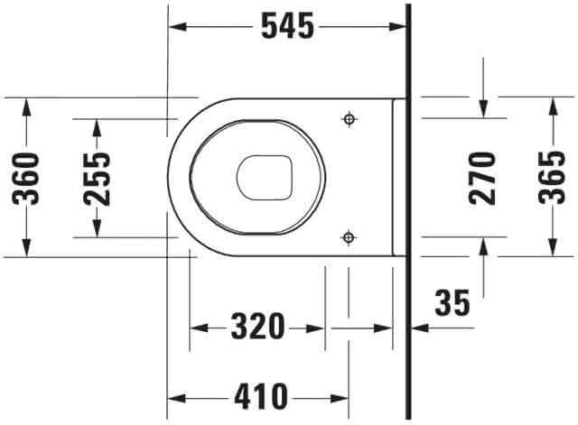 DU Wand-WC Starck 3 Comfort 545 mm Tiefspüler, Sitzhöhe +50 mm, weiß
