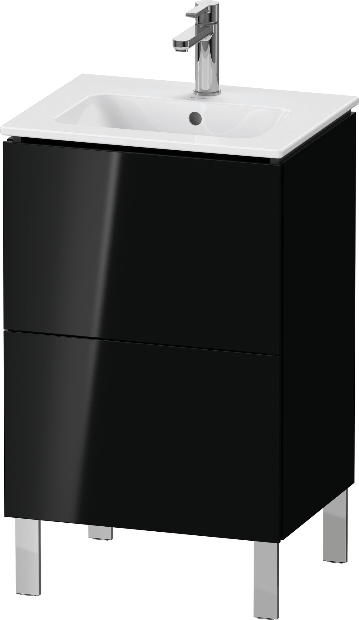 Duravit WTU L-Cube bodenstehend, 2 Auszüge 704x520x421mm, Schwarz Hochglanz