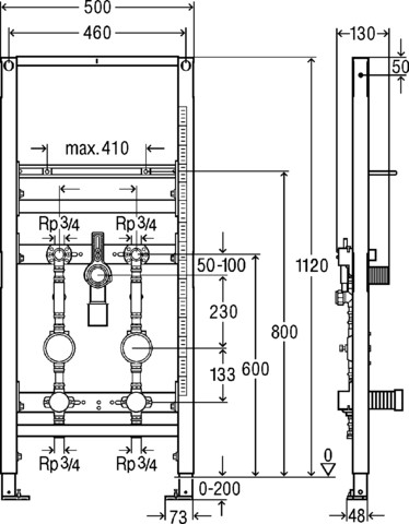 Viega Waschtisch-Element Prevista Dry 8537.31 UP Wasserzähler EAT 1120 mm