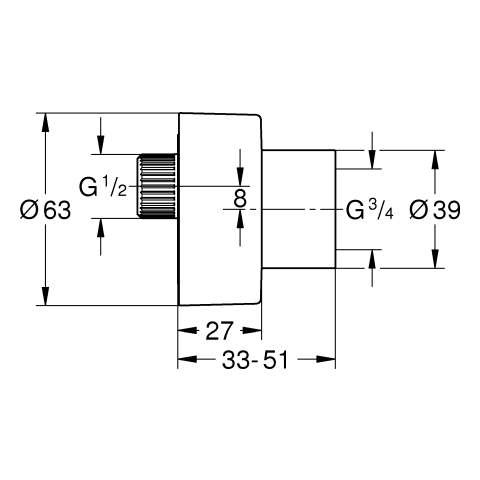 GROHE S-Anschluss 48453 1/2" x 3/4" Verstellbarkeit 7,5mm hard graphite geb.