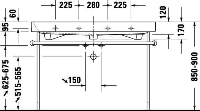 DU Möbelwaschtisch Happy D.2 1200 mm m.ÜL, m.HLB, 1HL mitte, weiß
