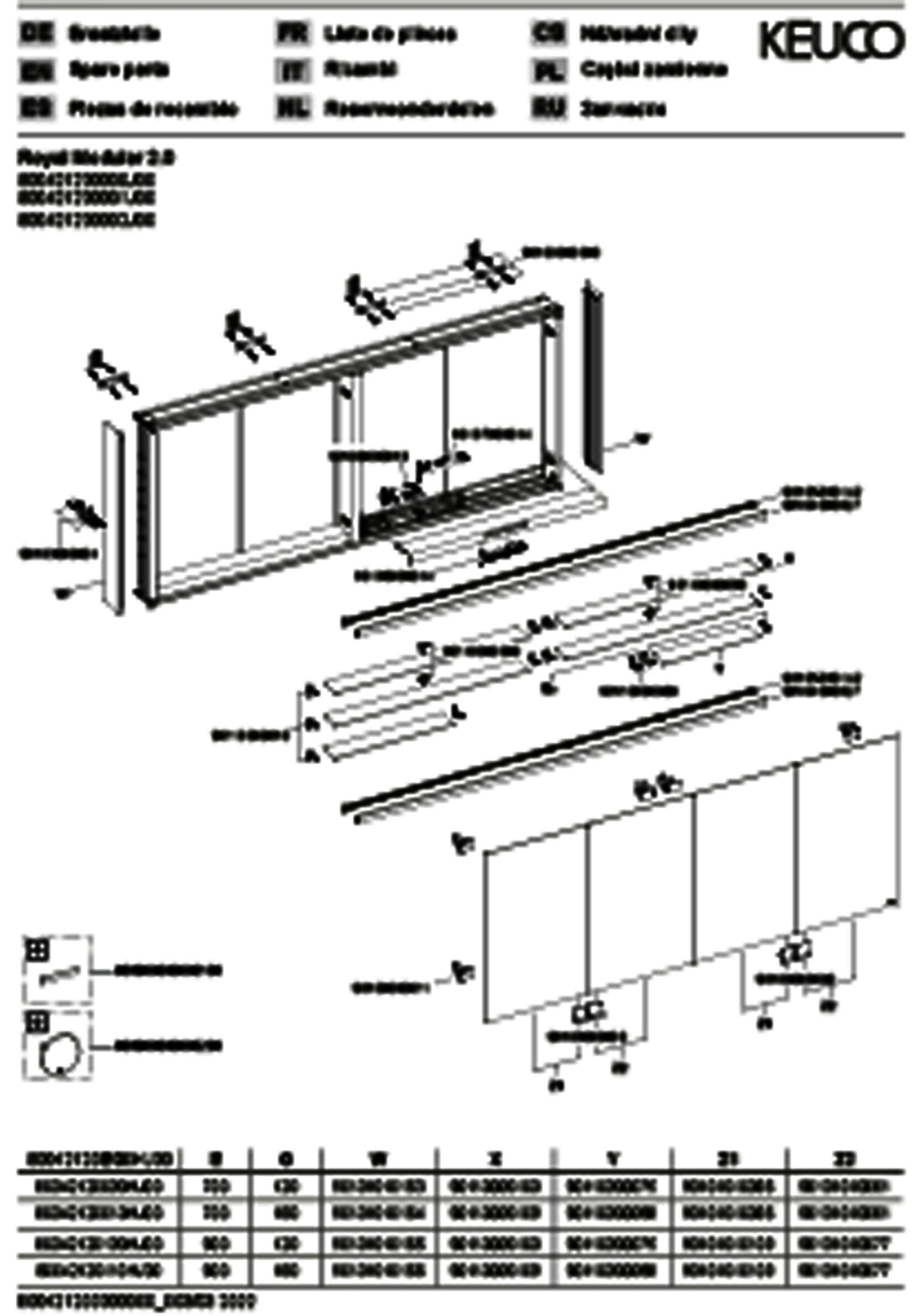 KEUCO Royal Modular 2.0 SPS, DALI 80042, Vorb,2Steckd/USB,sb-elox,2000x700x120mm