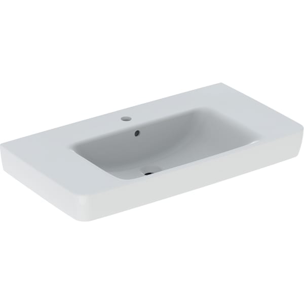 Geberit Renova Plan Aufsatz-WT mit Ablagefl. 90x48cm, m. Hl., m. Ül., weiß