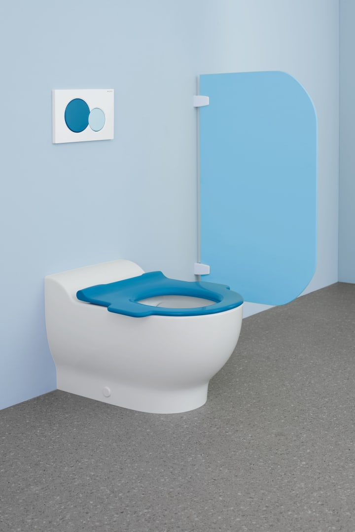 Geberit Sigma01 BetPl., rund, 2-Mengen-Sp. weiß glzd /ozeanblau glzd /hellblau glzd