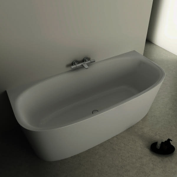 IS D-Form-Badewanne DEA f.Wandanbindung, m.Ablauf, 1800x800x475/610mm, Weiß