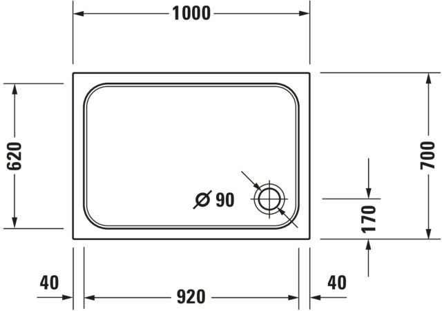 DU D-Code Duschwanne, Rechteckig, 1000x700x85 mm, Weiß, Sanitäracryl