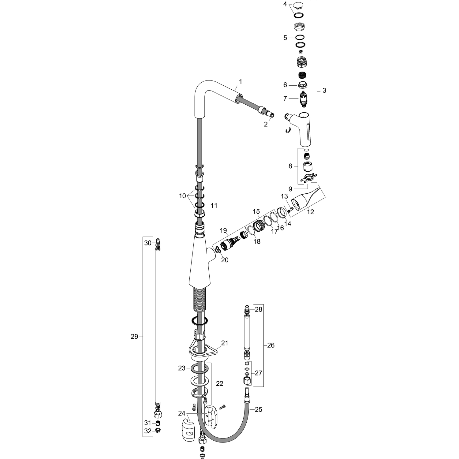 Hansgrohe Spültischmischer 240 Metris Select M71 Ausziehbrause 2jet edelstahl-optik
