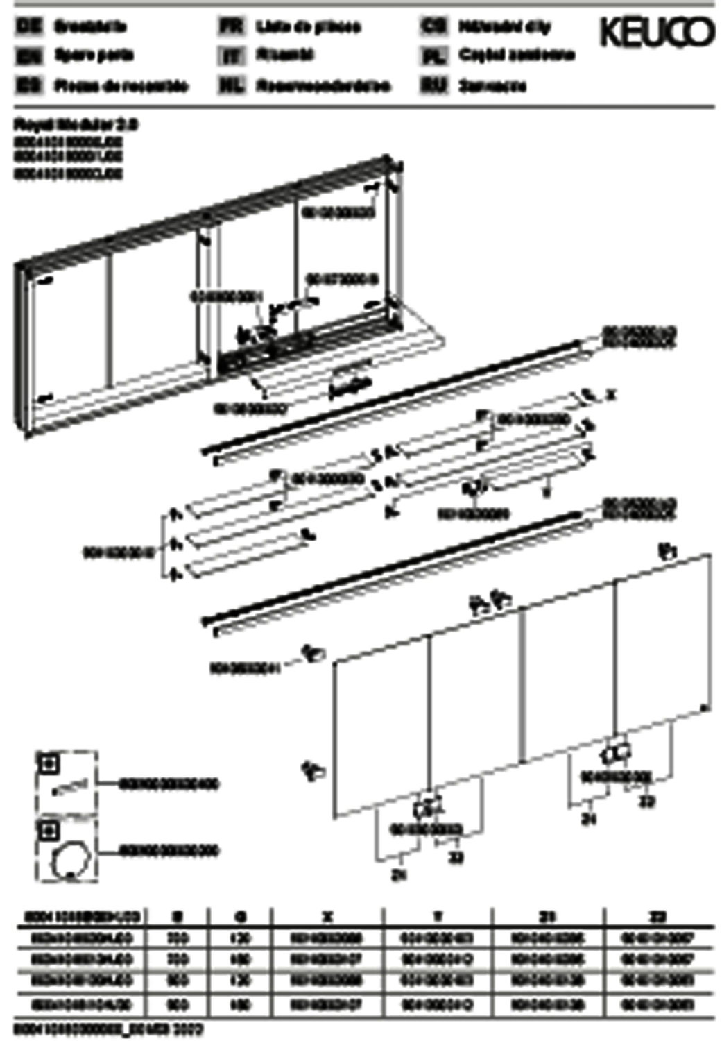 KEUCO Royal Modular 2.0 SPS, bel. 80041, Einb,4Steckd,sb-elox,1800x700x160mm
