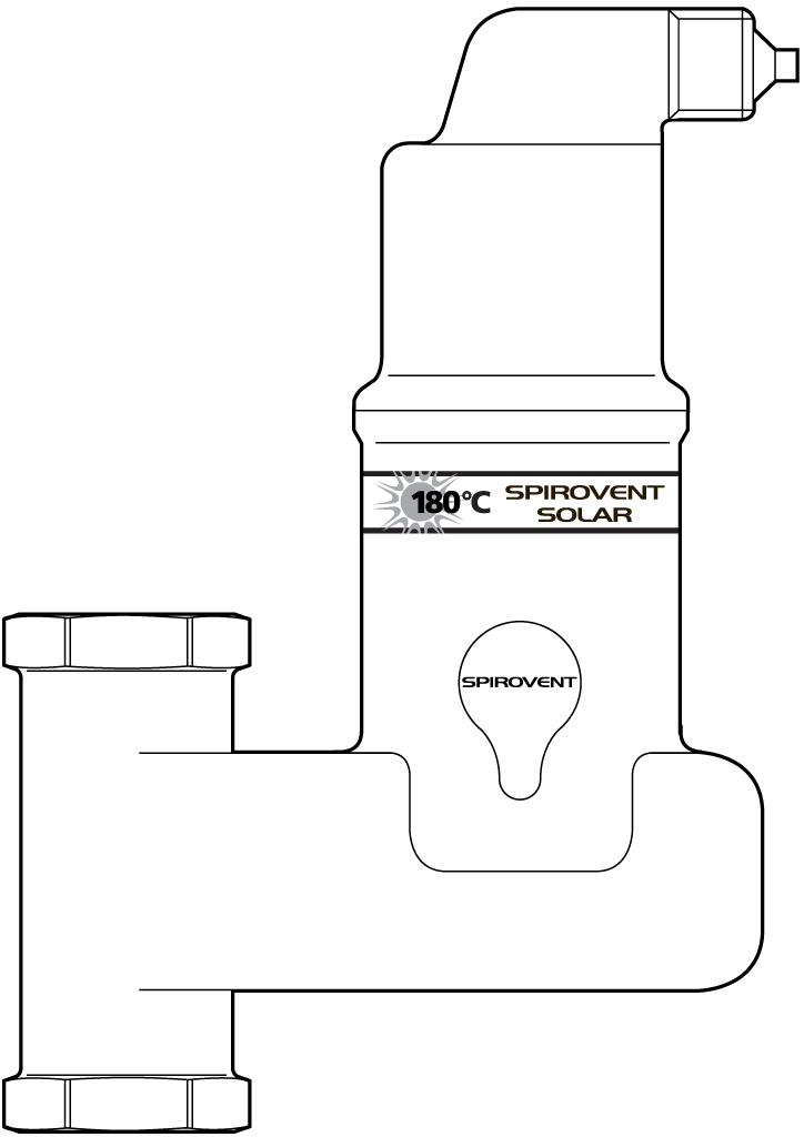 Spirotech Luftabscheider SpiroVent Solar AutoClose Vert., 1" IG, 10 bar, 180 Grad