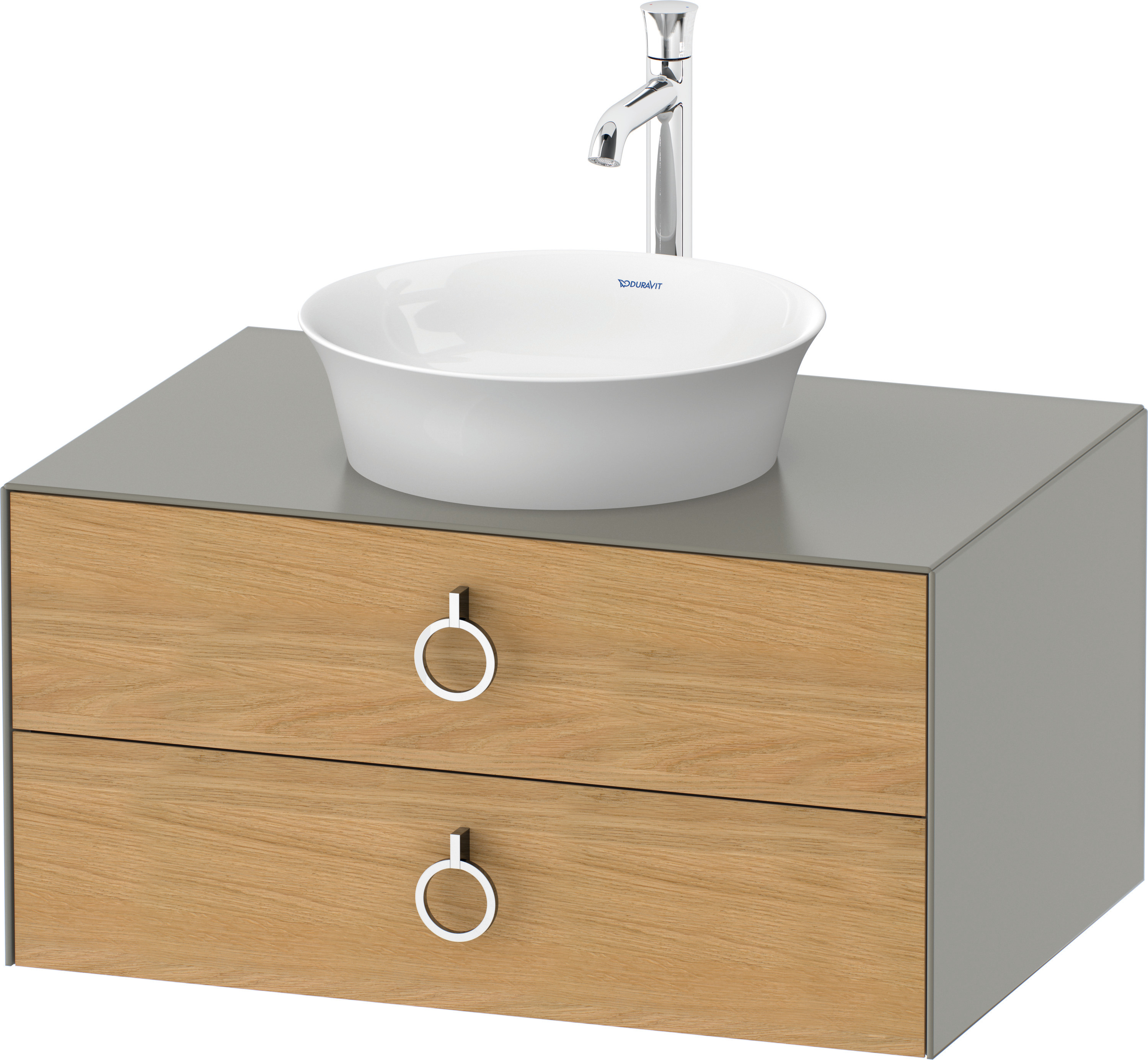 Duravit WTU wandh.White Tulip,2Schk.,m.Griff 408x800x550,Eiche N.M./Steingrau Sdm.