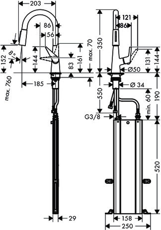 Hansgrohe Spültischmischer 160 Talis M51 Ausziehbrause 2jet sBox edelstahl-optik