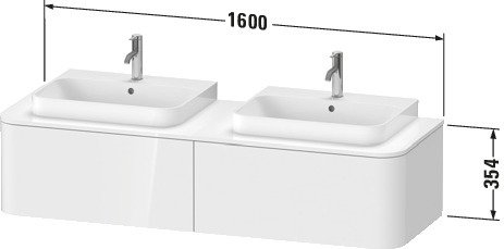 DU WTU HappyD2+ wandh.,354x1600x550mm 2Auszüge,BP b.,taupe seidenmatt f.ASB