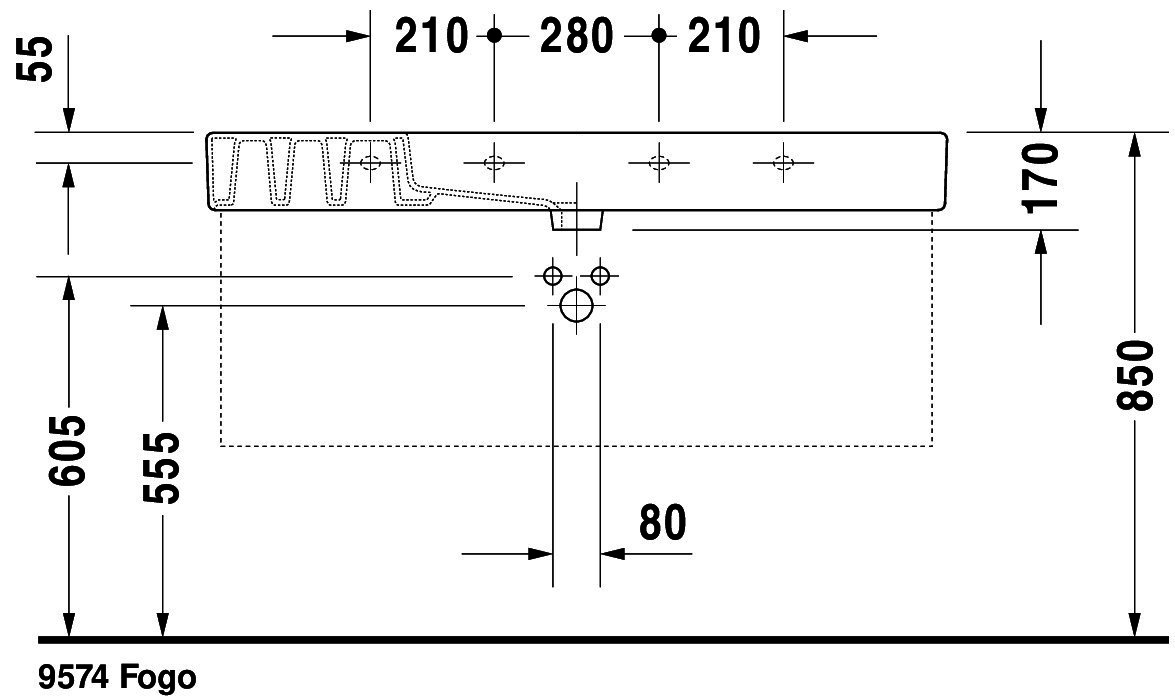 DU Möbelwaschtisch Vero 1250 mm mit ÜL, mit HLB, 1 HL, weiß