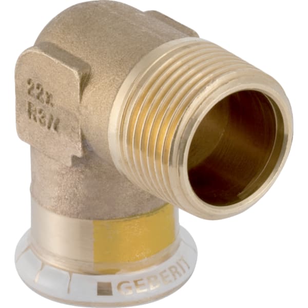 Geberit Mapress Kupfer Übergangswinkel 90Gr mit AG (Gas) Ms Gas d22-R3/4