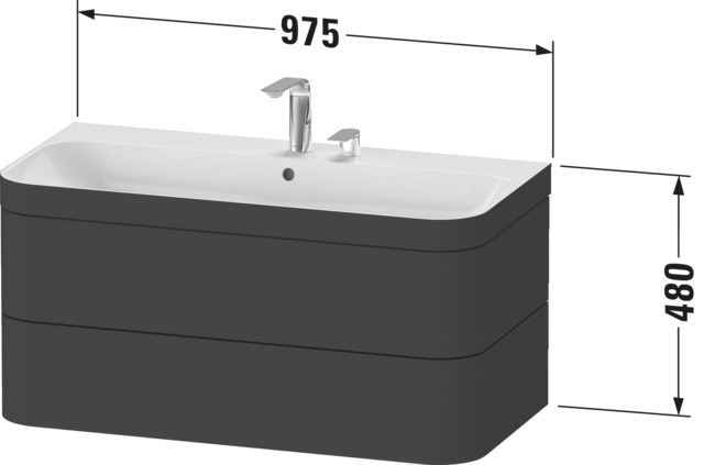 DU Waschtischunterbau m. Happy D.2 Plus o.HL.,480x975x490mm, leinen
