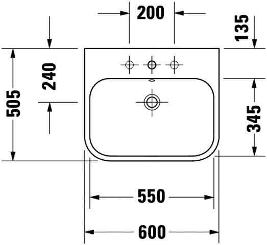 DU Möbelwaschtisch Happy D.2 600 mm mit ÜL, mit HLB, 1 HL geschl.